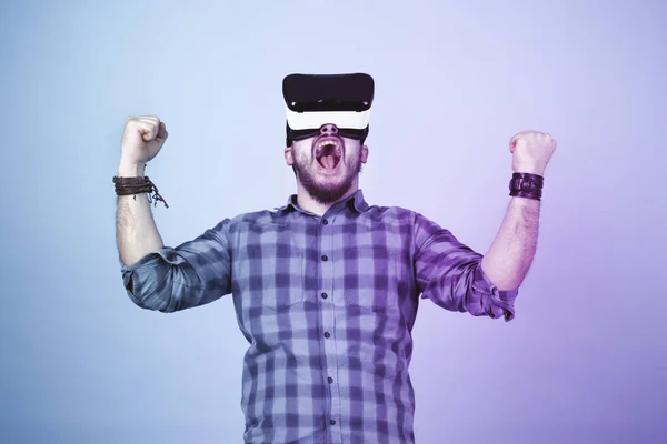 Vincitore con occhiali VR — Foto Stock