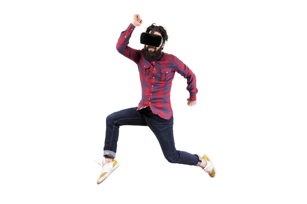 Saltare hipster barbuti in VR — Foto Stock