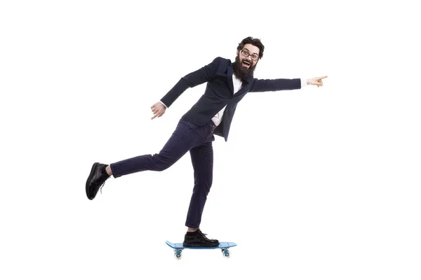 Bearded man and skateboard — Stock Photo, Image