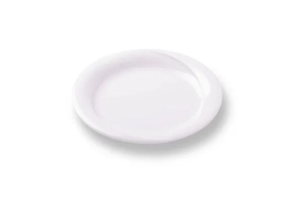 Белая пустая круглая тарелка — стоковое фото