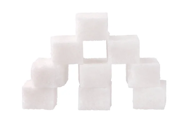 Cubos de açúcar pirâmide isolada — Fotografia de Stock