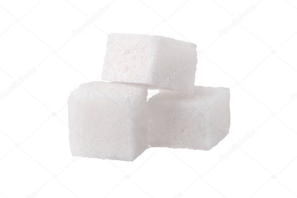 three cubes of sugar isolate