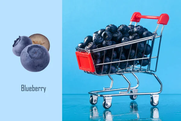 Blueberry no layout do carrinho de compras — Fotografia de Stock