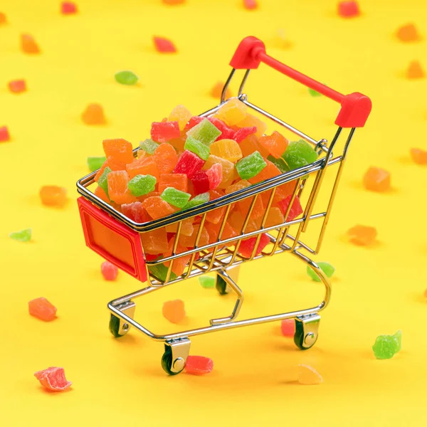 candied fruit in shopping cart