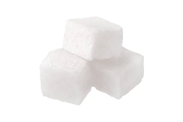 Três cubos de isolado de açúcar — Fotografia de Stock