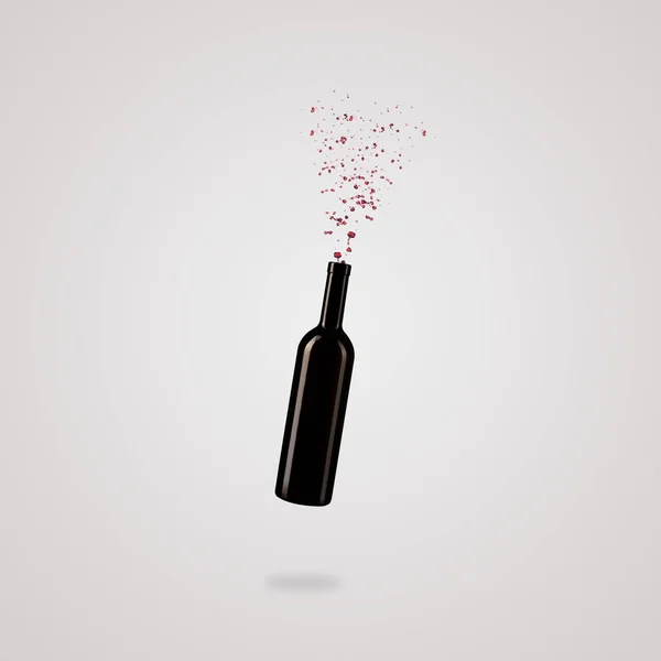 Lévitation bouteille de vin avec éclaboussures — Photo