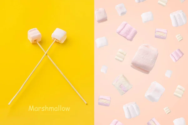 Marshmallow på en sticklayout — Stockfoto