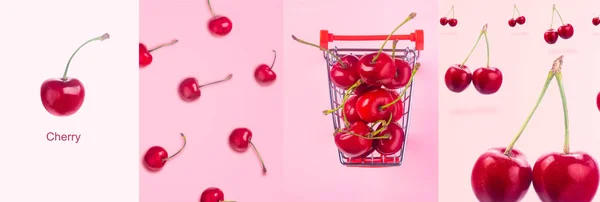 Cherry panoramiczny kolaż — Zdjęcie stockowe