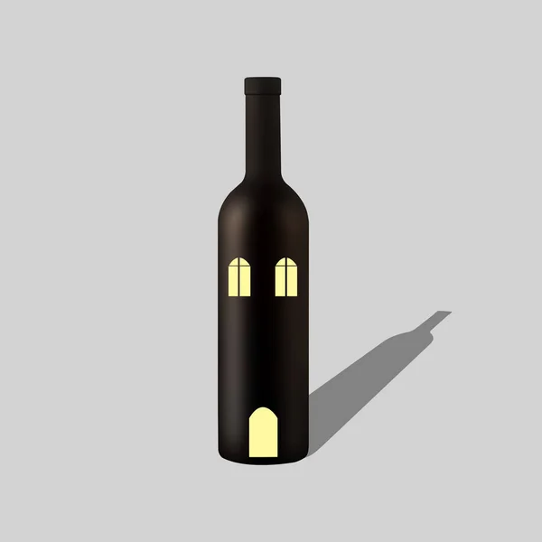 Μπουκάλι κρασιού σπίτι — Φωτογραφία Αρχείου