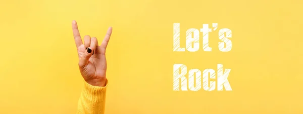 Let Rock Inscription Sign Rock Roll Panoramic Image — Stock Photo, Image