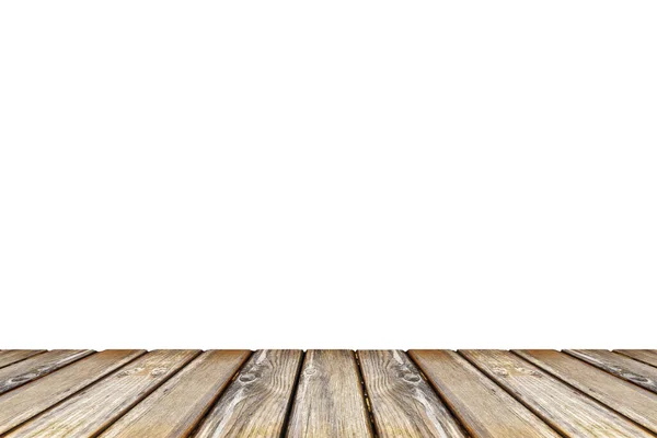 Tavolo Legno Vuoto Vista Dall Alto Isolato Sfondo Bianco — Foto Stock