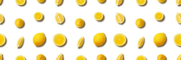 Citron Bakgrund Vit Med Skuggor Panoramautsikt Citrus Bild — Stockfoto