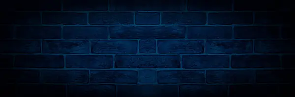 Голубая Кирпичная Стена Панорамное Изображение Макета — стоковое фото