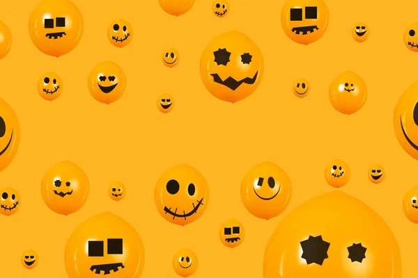 Happy Halloween Design Met Ballonnen Oranje Achtergrond Vector Voor Poster — Stockfoto