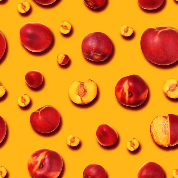 nectarine seamless pattern on peach background