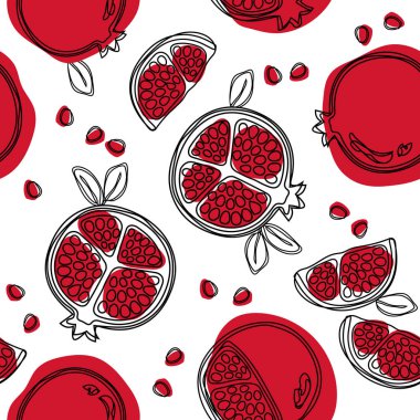 Garnet meyve el çekilmiş seamless modeli. Vektör çizim.
