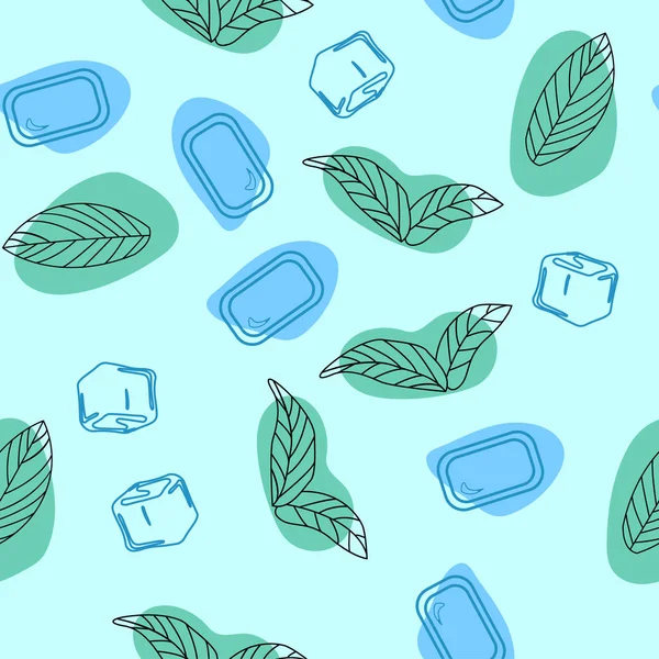 Feuilles Menthe Menthe Poivrée Bonbons Menthe Motifs Sans Couture Vectoriels — Image vectorielle