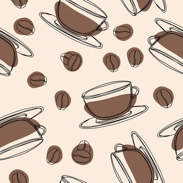 Café Patron Sans Couture Fond Café Gribouillé Dessiné Main Illustration — Image vectorielle