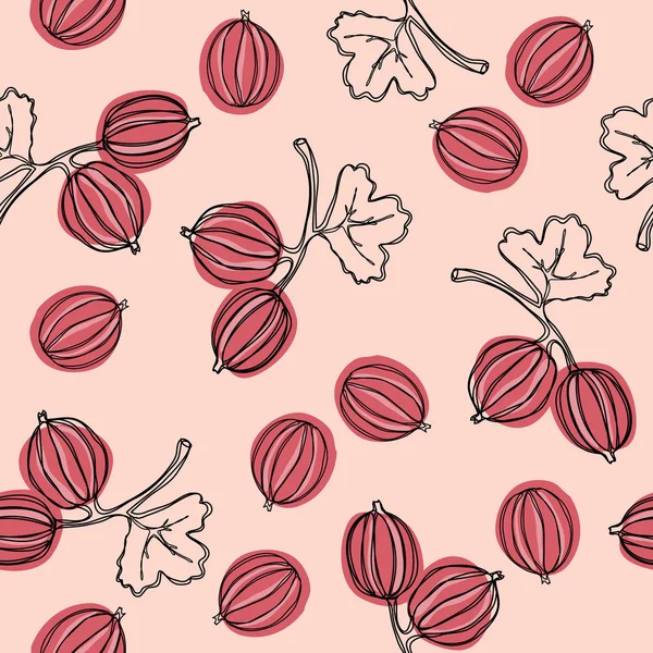 グーズベリー シームレス パターン インド グーズベリー マラッカ ツリーまたはスグリ 食用に適する果実 包装紙 壁のポスターに最適です — ストックベクタ