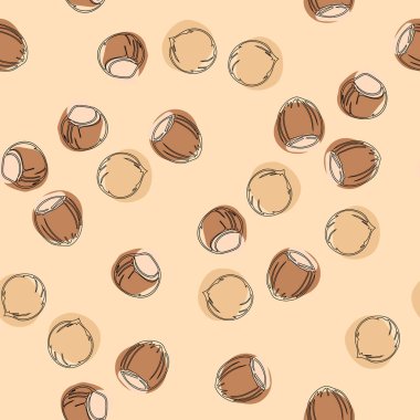 Fındık seamless modeli. Elle çizilmiş arka plan.