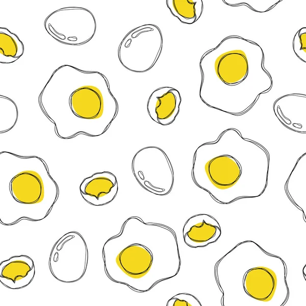 Eggs Hand Draw Seamless Pattern Isolated White Background — Stock Photo, Image