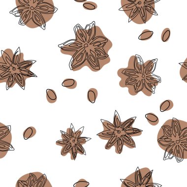 Yıldız anason seamless modeli. Desen düz lay soyut, görünümü top.
