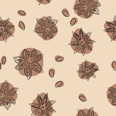 Yıldız anason seamless modeli. Desen düz lay soyut, görünümü top.