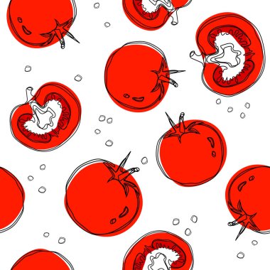 Domatesler kusursuz desenli arka plan. Düz renk tasarımı