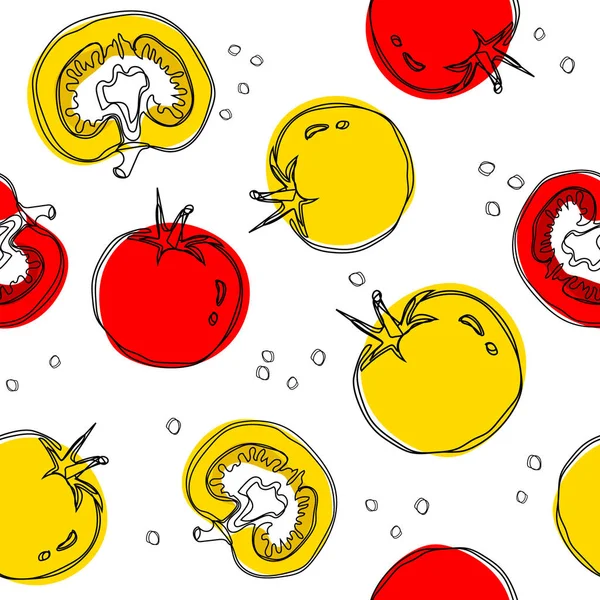 Sarı ve kırmızı domates seamless modeli, doodle stil kaydırma kağıt, arka plan veya arka plan duvar kağıdı olarak kullanmak için