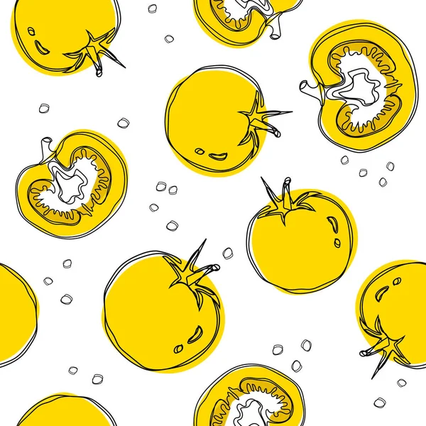 Domates Dikişsiz desen sarı, stil kaydırma kağıt, arka plan veya arka plan duvar kağıdı olarak kullanmak için doodle