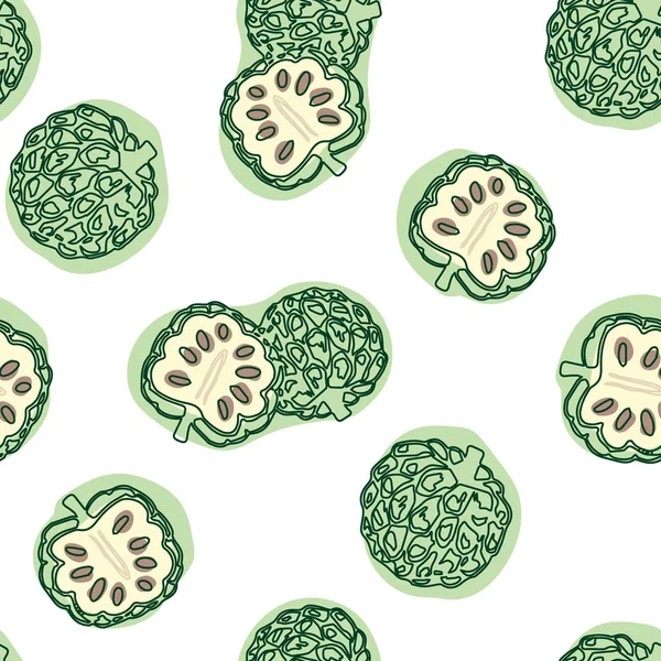 Cherimoya Nahtlosen Hintergrund Vektor Handgezeichnete Illustration — Stockvektor