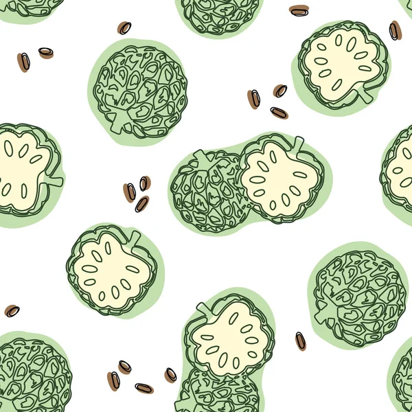 Cherimoya sorunsuz arka plan. Vektör el çizilen illüstrasyon.