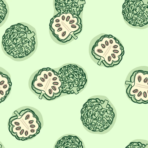 Cherimoya Nahtlosen Hintergrund Vektor Handgezeichnete Illustration — Stockvektor