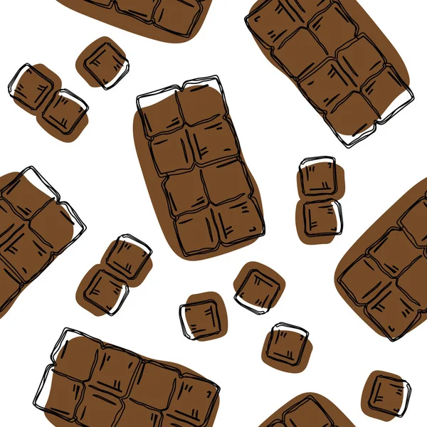 Chocolate Bar Vector Seamless Pattern Background Chocolate Cocoa Packaging Labels — Stock Vector