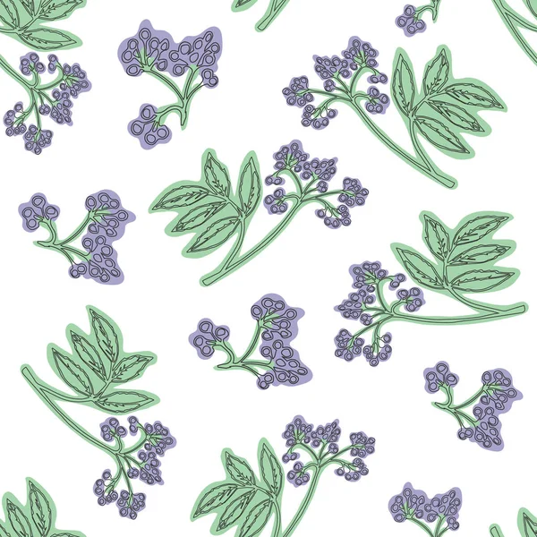 Elderberry Seamless Pattern Colorful Design Textile Wallpaper Fabric Decor — Stock Vector