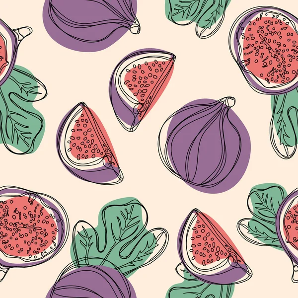 Modello Disegno Mano Senza Soluzione Continuità Con Frutta Fresca Fico — Foto Stock