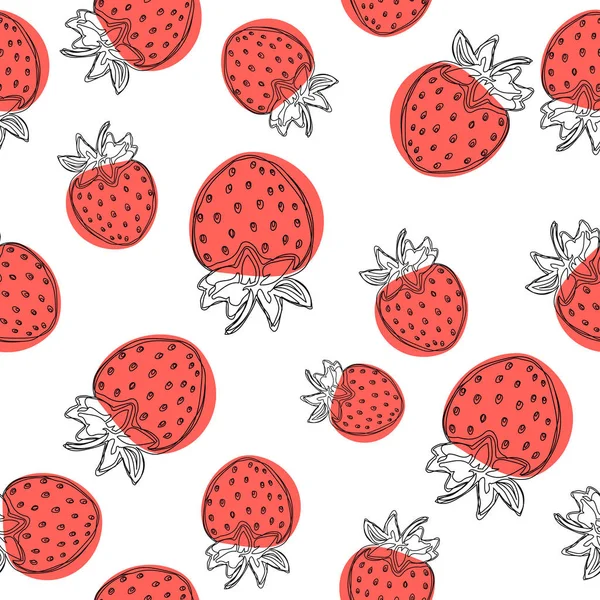 Erdbeer Vektormuster Frucht Illustration Auf Weißem Hintergrund Gut Für Tapeten — Stockvektor