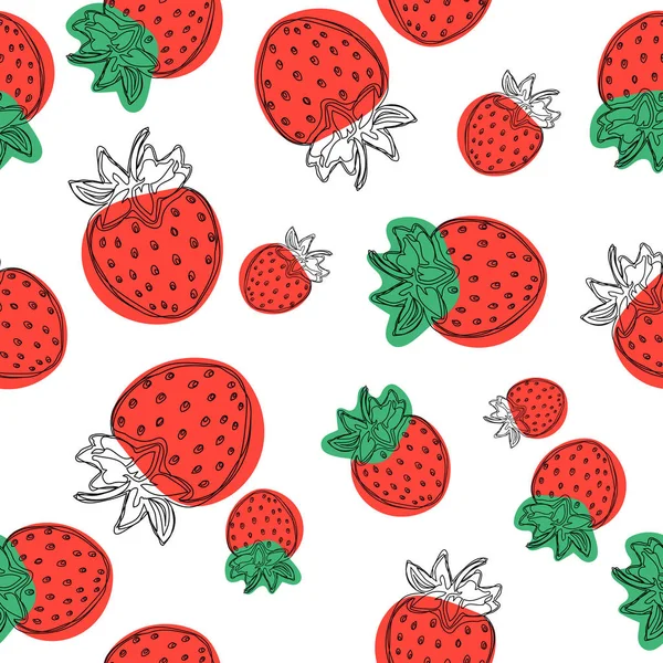 Φράουλα Διάνυσμα Μοτίβο Εικονογράφηση Φρούτων Άσπρο Φόντο Καλό Για Την — Διανυσματικό Αρχείο