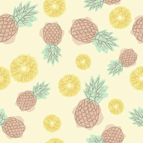 Cartoon Pineapple Seamless Pattern Continuing Line Drawing Seamless Textile Illustration — Stock Photo, Image
