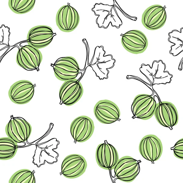 Nahtloses Muster Mit Stachelbeere Fruchtillustration Indischer Stachelbeermalacca Baum Essbare Früchte — Stockfoto