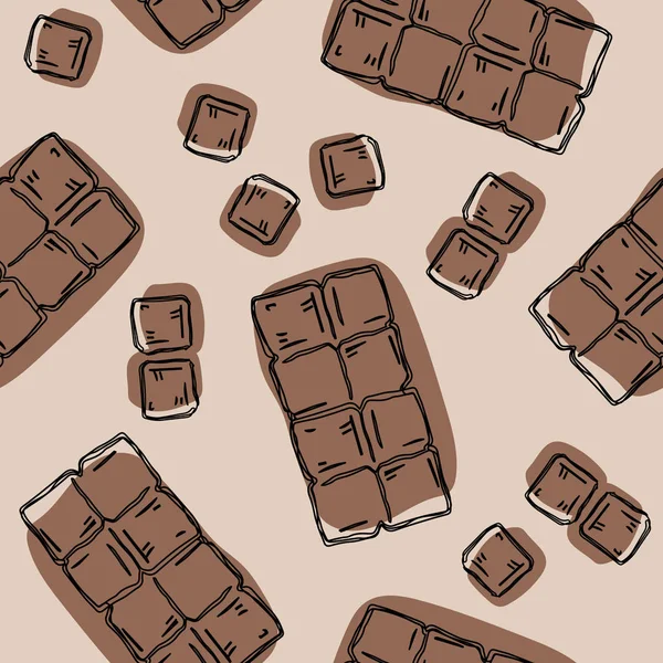 Zökkenőmentes Háttér Egy Minta Kézzel Rajzolt Darab Csokoládé — Stock Vector