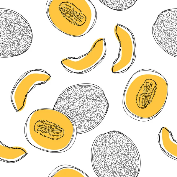 Dilimlenmiş Japon kavun, portakal kavun veya beyaz arka plan üzerinde izole kavun karpuz ile Seamless modeli. 