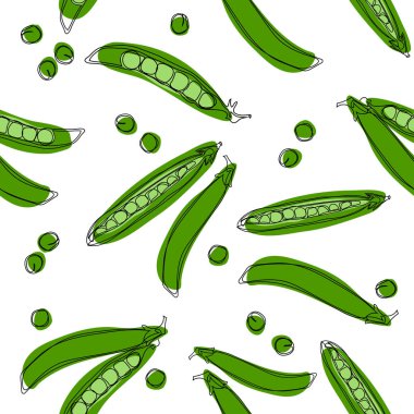 Yeşil bezelye ve pod vektör seamless modeli.