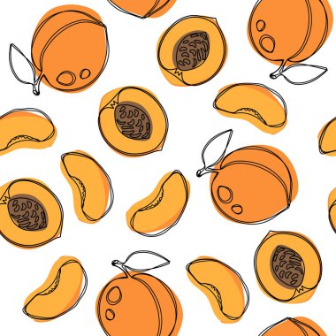 Kayısı dilim seamless modeli. Çizilmiş vektör çizim el.