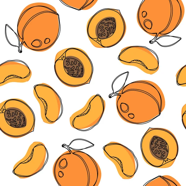 Kayısı dilim seamless modeli. Çizilmiş vektör çizim el.