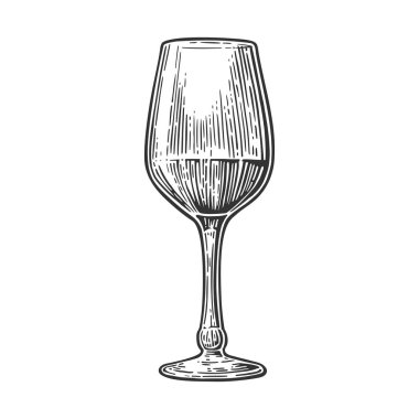 Cam şarap. Vintage vektör siyah çizim oyma. Beyaz arka plan üzerinde izole. Elle çizilmiş tasarım öğesi etiket ve poster için