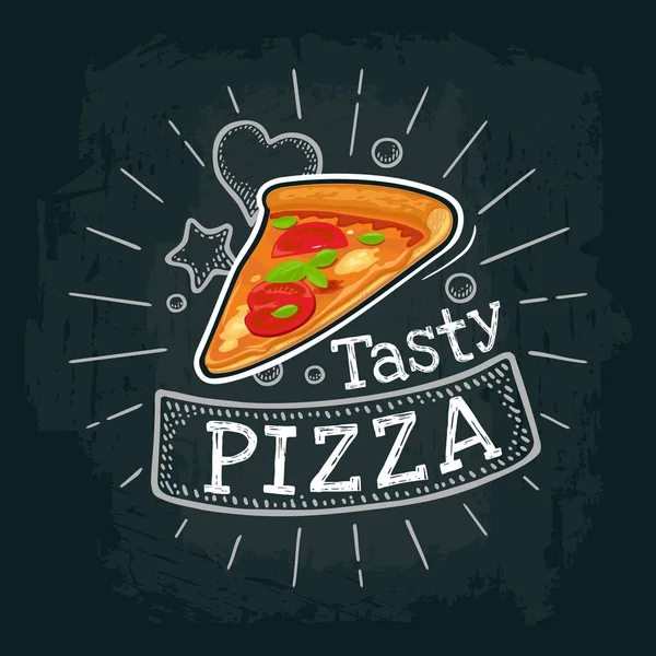 Pizza szelet mexikói. Vektor színes lapos illusztráció — Stock Vector