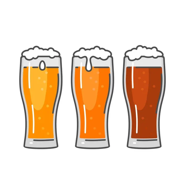 Copo Com Três Tipos Cerveja Leve Vermelho Porteiro Cor Ilustração —  Vetores de Stock