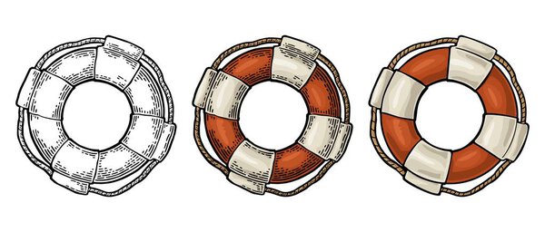 Lifebuoy на белом фоне. Векторная цветная винтажная гравировка для татуировки, паутины и этикетки. Ручная работа в графическом стиле
.