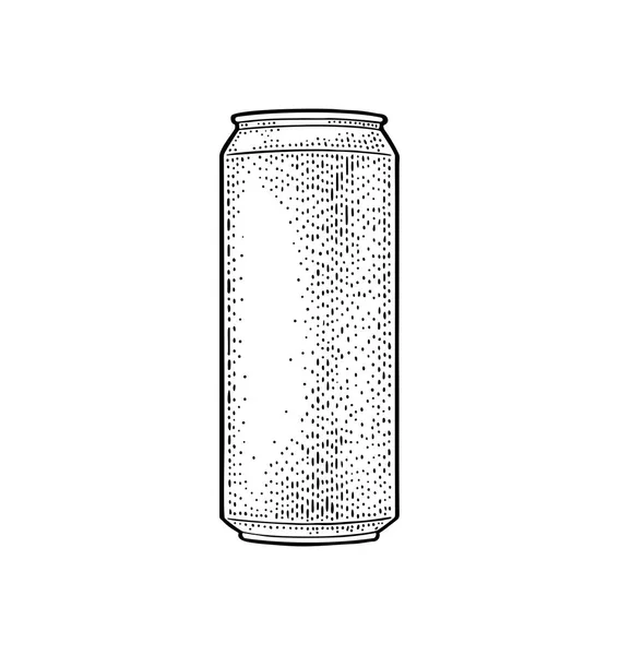 铝罐头 手绘矢量复古雕刻插图在白色背景上隔离 为网站 邀请啤酒党 — 图库矢量图片